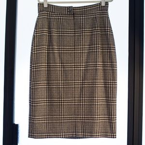 Vintage Jones New York Pencil Skirt-Size 14-Brown/Black Houndstooth Side Slit